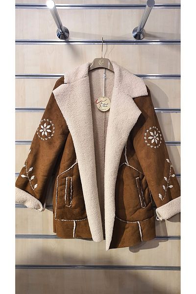 Park Moda МИДИ ЯКЕ ОТ НУБУК С ФЛОРАЛНА БРОДЕРИЯ
