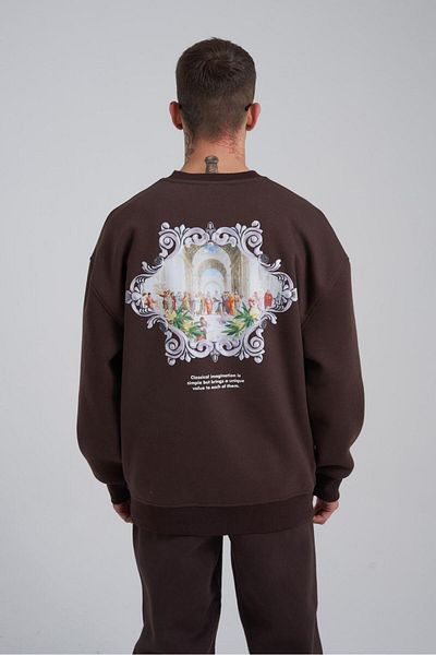 Machinist Ανδρικό φούτερ με στάμπα Renaissance Oversize καφέ