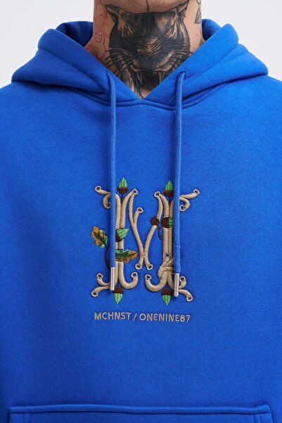 Machinist Men's Embroidered Hooded Oversize Saks Sweatshirt