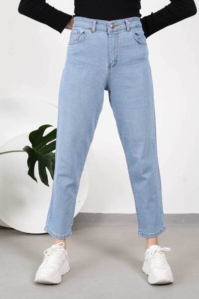 İmajButik Μπλε ψηλόμεσο Mom Jeans παντελόνι