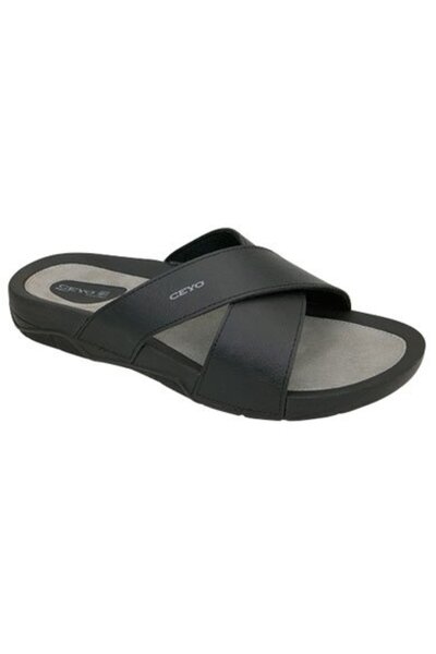 Ceyo 9877 Papuci negri cu talpă anatomică pentru bărbați