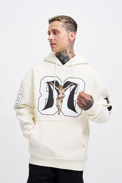 Machinist Ανδρικό φούτερ 88 Jesus Printed Oversize Ecru