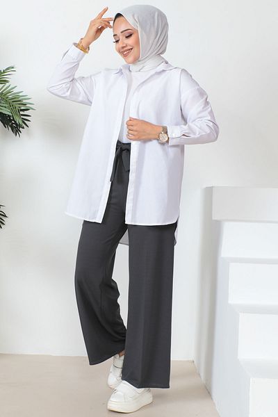İmajButik Smoked High Waist Loose Leg Pants