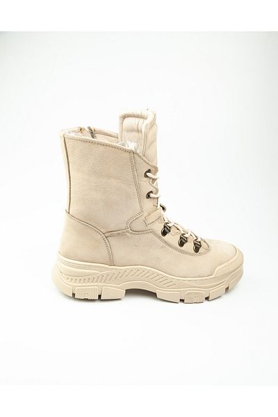 Voyager 8974 Μπεζ Nubuck Δερμάτινες Γυναικείες Μπότες