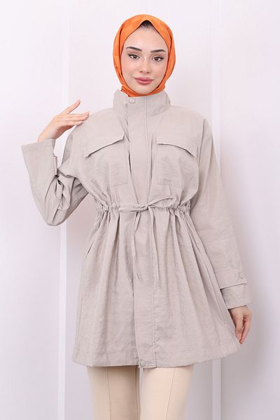 İmajButik Μπουφάν με κορδόνια - Με τσέπες και φερμουάρ