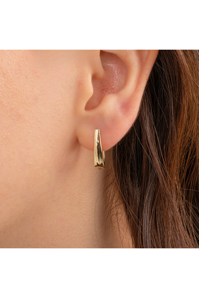 FasekGold Gümüş Küpe - 925 Ayar Gümüş Oval Halka Küpe