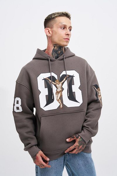 Machinist Ανδρικό φούτερ 88 Jesus printed Oversize Anthracite
