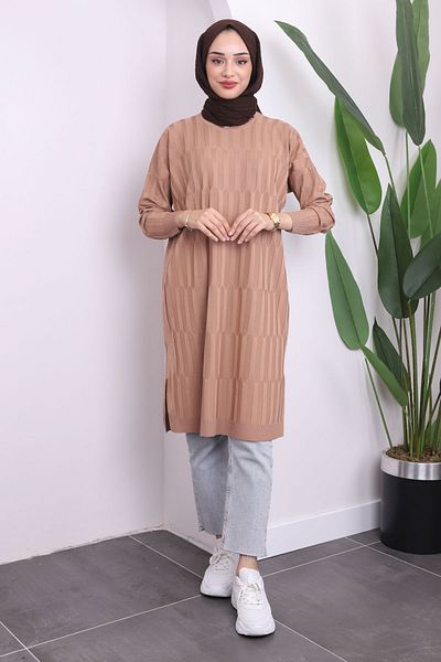 İmajButik Cold Yarn Mercerized Biscuit Knitwear Tunic