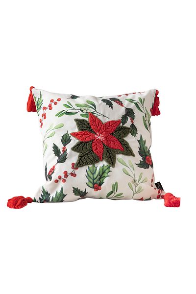 BUGİ HOME COLLECTİON Kokina Flower Premium Series Punch Embroidered Single Decorative Throw Pillow Cover 45X45 cm