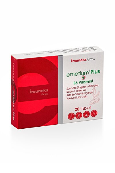 Imuneks Farma Emetium® Plus Zencefil Rizom Ekstresi ve Aktif B6 Vitamini İçer...