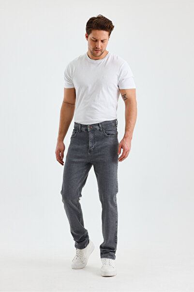 WKM Erkek Regular Fit Normal Kesim Geniş Paça Yüksek Bel Casual Jean Denim Kot Pantolon