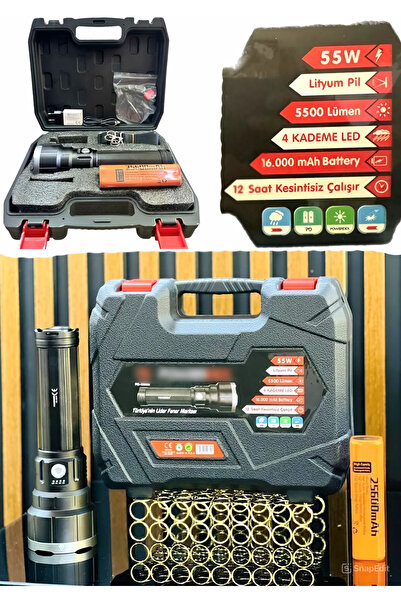 Genel Markalar 55w Şarjlı El Feneri Tip Büyüteç Camlı Pd-13000 Profesyonel Bü...