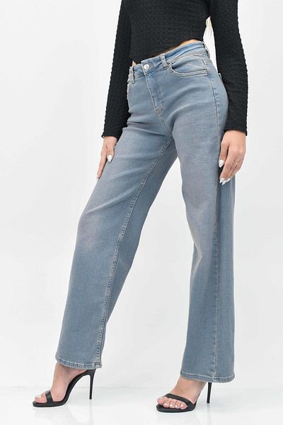 birizmoda Blugi Palazzo Lycra Albastru Deschis