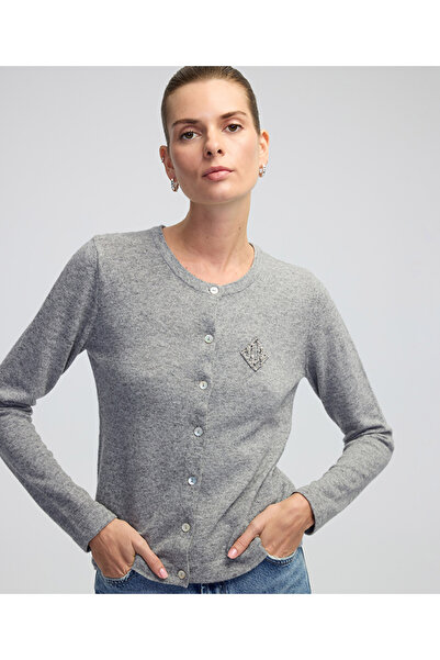 İpekyol Kaşmir ve yün karışımlı işlemeli triko hırka