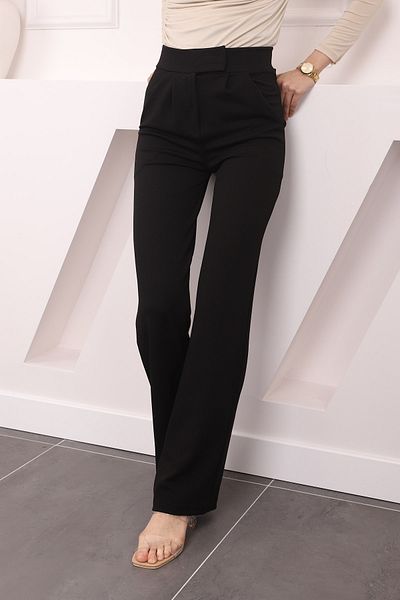 İmajButik Black High Waist Velcro Palozzo Trousers