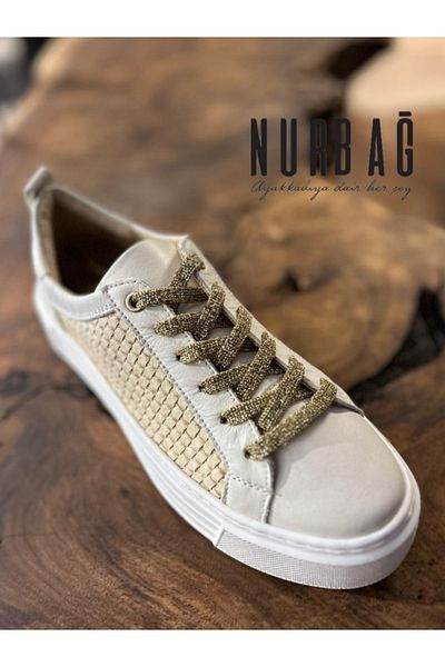 NURBAĞ DOKUMA حذاء رياضي ذهبي لامع برباط 100 سم 1 زوج SK58000