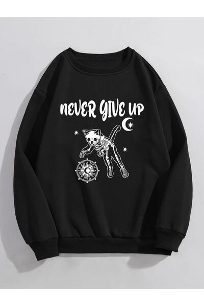 Frisson Hanorac oversize cu glugă, unisex, Never Give Up