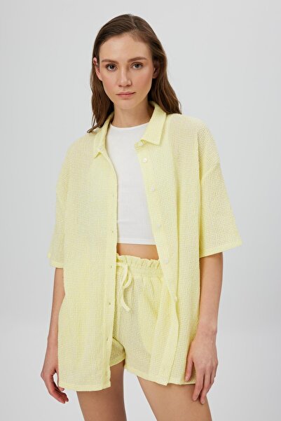 BABOKAH Vichy Desen Oversize Kısa Kol Gömlek