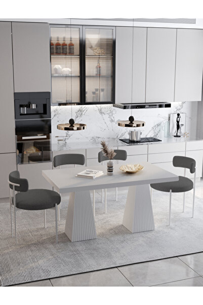 AVVİO LUCİNA  Lake MDF Ayak Teddy Sandalye 80x140 Yemek Masası Mutfak Masası ...