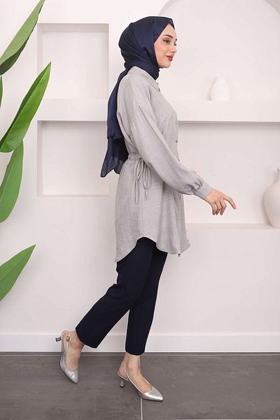 İmajButik Gray Tunic with Side Detail