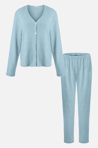 koza iç giyim Set de pijama detaliat cu nasturi pentru camisole la atingere moale pentru femei