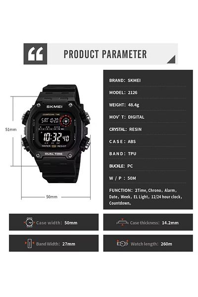 Skmei 2126 Data Chrono Men's Wrist Watch