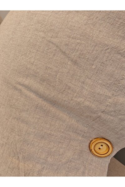 CollessiaHome Double Washed Linen Pillow Wooden Button Fitted Sheet Set Sheet Set - 180X200 cm