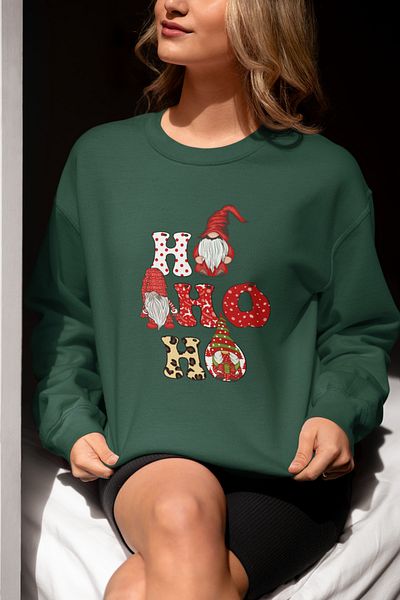 SUNFREE New Year Christmas Printed Oversize Cotton Sweatshirt
