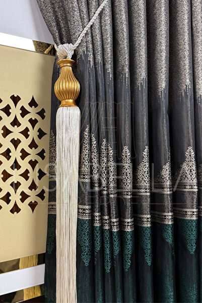 LisabellaHome Perdele de fundal pentru panou Emerald Vision – 1/3 pliat închi...