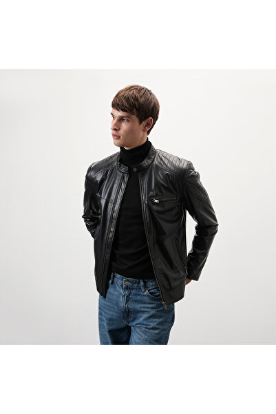 Desa Steven Siyah Erkek Deri Mont