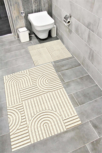 Bordo Halı Set de covorașe de baie decorative lavabile, cu bază moale, anti-a...