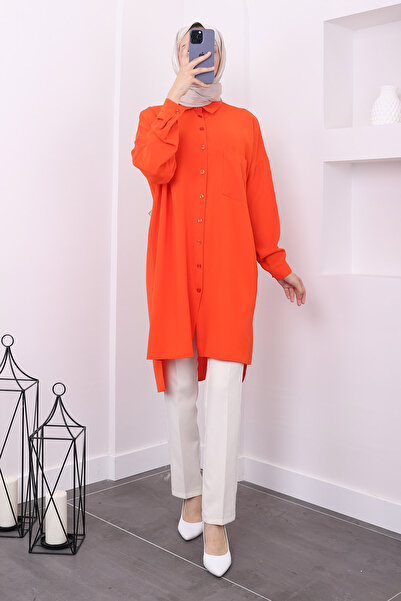 İmajButik Orange Pocket Slit Tunic