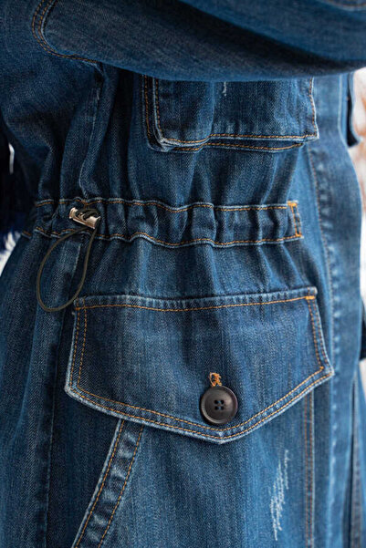 Neways 6652-Büyük Cepli  Ceket Koyu Mavi