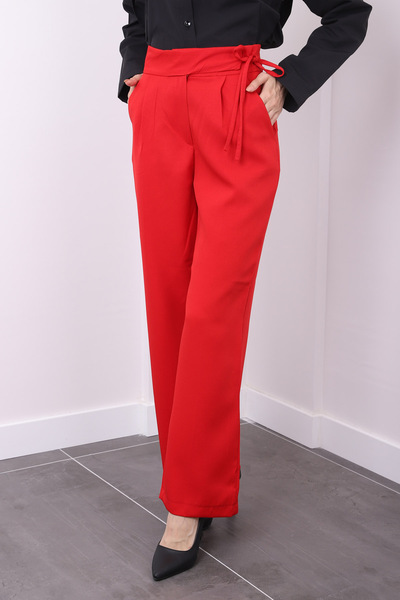 İmajButik Loose Leg Red Fabric Trousers