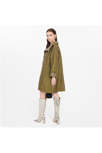 Desa Azia Khaki Women's Double-Sided Leather Trench Coat