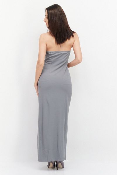 Extro & Vert Women Plain Maxi Dress, Grey