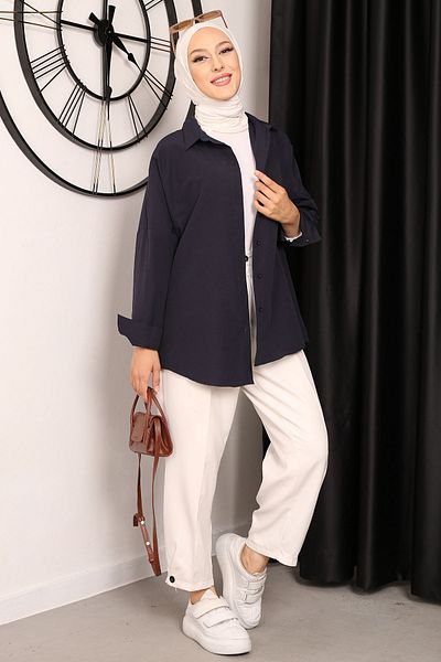 İmajButik Μπλε Navy Casual Basic πουκάμισο