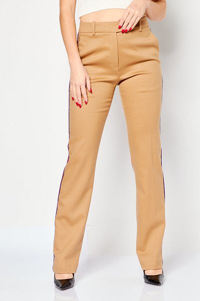 PİNKO Women Regular Fit Textured Stretchable Chino Pants, Khaki