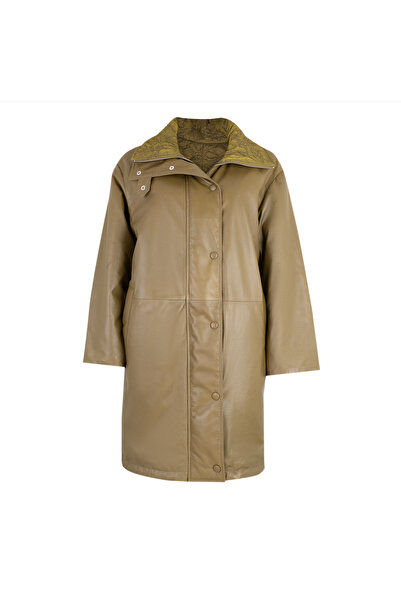 Desa Azia Haki Kadın Çift Taraflı Deri Trençkot