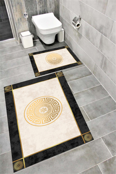 Bordo Halı Su Emici Yumuşak Kaymaz Taban Sünger Dolgulu Yıkanabilir Dekoratif...