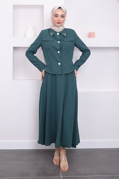 İmajButik Σετ μπουφάν και φούστας Emerald Crop