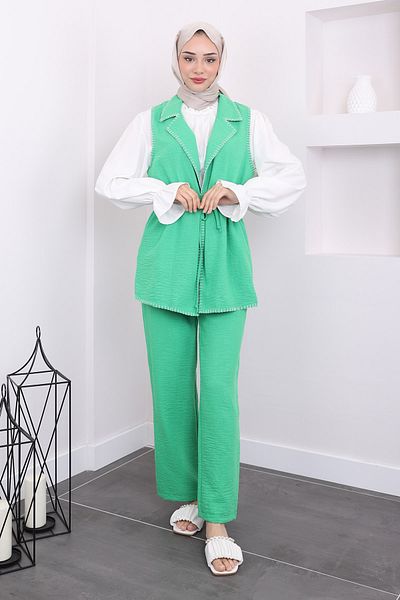 İmajButik Πράσινο Σετ Παντελόνι Τριπλή Μπλούζα
