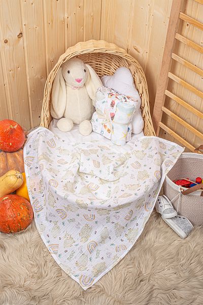 LUCKKA Digital Printed 6-Piece Multi-Purpose Muslin Blanket Set - 75X75 Cm- Ztc100