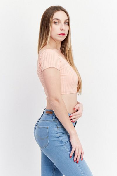 BİLLABONG Women Scoop Neck Cap Sleeve Textured Top, Pink