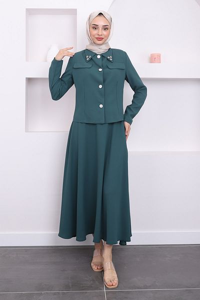 İmajButik Σετ μπουφάν και φούστας Emerald Crop