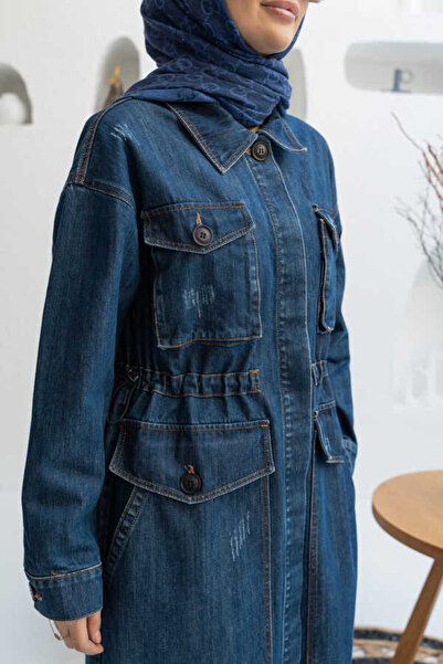 Neways 6652-Büyük Cepli  Ceket Koyu Mavi