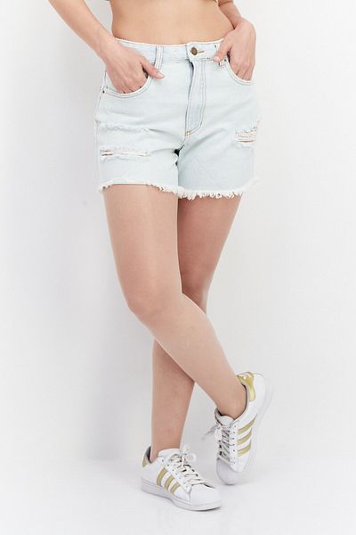 BİLLABONG Women Regular Fir Rip Denim Shorts, Light Blue