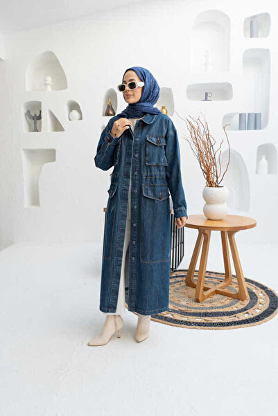 Neways 6652-Büyük Cepli  Ceket Koyu Mavi