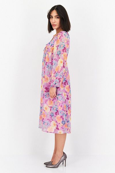 BİLLABONG Women Floral Print Casual Midi Dress, Purple Combo