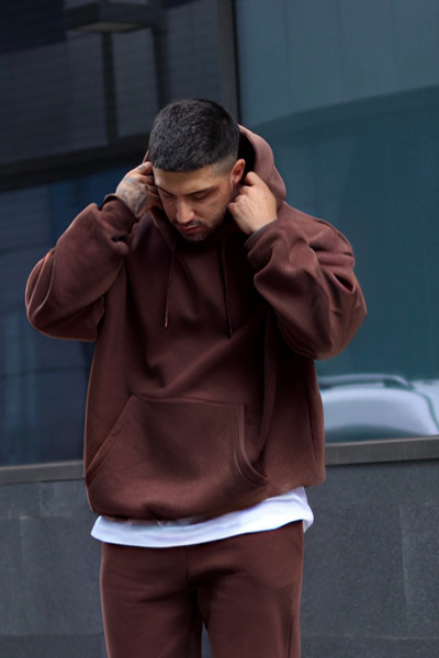 CMZ COLLECTİON Ανδρικό φούτερ casual με 3 κλωστές, στρογγυλεμένο, χωρίς στάμπα